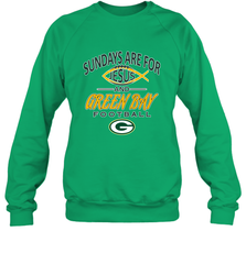 Sundays Are For Jesus and Green Bay Funny Christian Football 1 Crewneck Sweatshirt Crewneck Sweatshirt - belovedtshirt