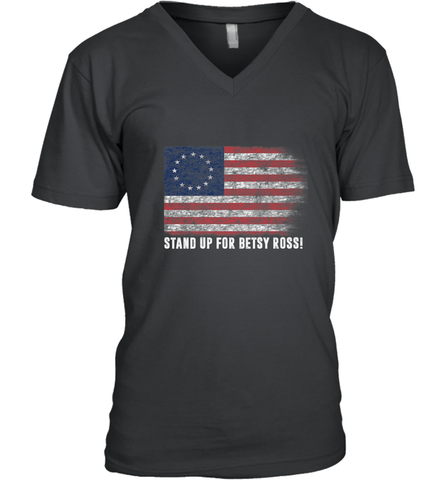 Patriotic 1776 Tee Respect the Flag Stand up for Betsy Ross Men's V-Neck Men's V-Neck / Black / S Men's V-Neck - belovedtshirt