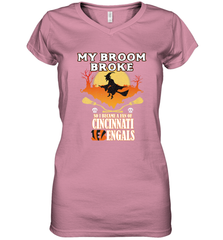 Broom Broke So I Became A fan of Cincinnati Bengals Halloween Costume Women's V-Neck T-Shirt Women's V-Neck T-Shirt - belovedtshirt