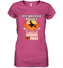Broom Broke So I Became A fan of Cincinnati Bengals Halloween Costume Women's V-Neck T-Shirt Women's V-Neck T-Shirt - belovedtshirt