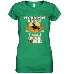 Broom Broke So I Became A fan of Cincinnati Bengals Halloween Costume Women's V-Neck T-Shirt Women's V-Neck T-Shirt - belovedtshirt
