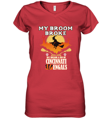 Broom Broke So I Became A fan of Cincinnati Bengals Halloween Costume Women's V-Neck T-Shirt Women's V-Neck T-Shirt - belovedtshirt