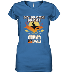 Broom Broke So I Became A fan of Cincinnati Bengals Halloween Costume Women's V-Neck T-Shirt Women's V-Neck T-Shirt - belovedtshirt