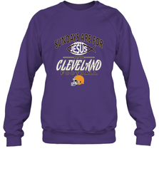 Sundays Are For Jesus and Cleveland Funny Christian Football Crewneck Sweatshirt Crewneck Sweatshirt - belovedtshirt