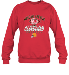 Sundays Are For Jesus and Cleveland Funny Christian Football Crewneck Sweatshirt Crewneck Sweatshirt - belovedtshirt