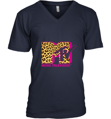 MTV Logo Leopard Print Men's V-Neck Men's V-Neck - belovedtshirt
