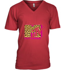 MTV Logo Leopard Print Men's V-Neck Men's V-Neck - belovedtshirt