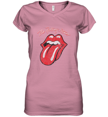 Mens The Rolling Stones Script Tongue Logo Women's V-Neck T-Shirt Women's V-Neck T-Shirt - belovedtshirt