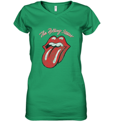 Mens The Rolling Stones Script Tongue Logo Women's V-Neck T-Shirt Women's V-Neck T-Shirt - belovedtshirt