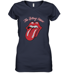 Mens The Rolling Stones Script Tongue Logo Women's V-Neck T-Shirt