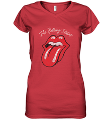 Mens The Rolling Stones Script Tongue Logo Women's V-Neck T-Shirt Women's V-Neck T-Shirt - belovedtshirt