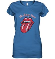 Mens The Rolling Stones Script Tongue Logo Women's V-Neck T-Shirt Women's V-Neck T-Shirt - belovedtshirt