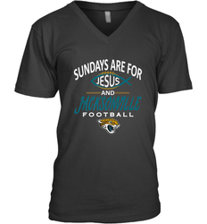 Sundays Are For Jesus and Jacksonville Funny Football Men's V-Neck