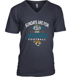 Sundays Are For Jesus and Jacksonville Funny Football Men's V-Neck