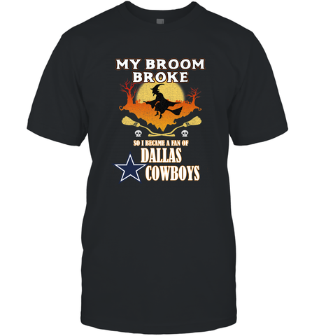 Broom Broke So I Became A fan of Dallas Cowboys  NFL Halloween Costume Men's T-Shirt Men's T-Shirt / Black / S Men's T-Shirt - belovedtshirt