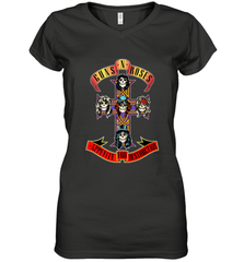 Guns N' Roses Classic Cross Logo Women's V-Neck T-Shirt Women's V-Neck T-Shirt - belovedtshirt