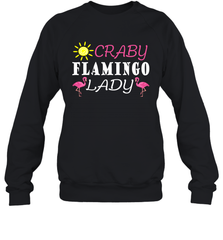 Crazy Pink Flamingo Lady Crewneck Sweatshirt Crewneck Sweatshirt - belovedtshirt