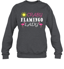 Crazy Pink Flamingo Lady Crewneck Sweatshirt Crewneck Sweatshirt - belovedtshirt