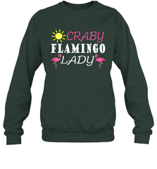 Crazy Pink Flamingo Lady Crewneck Sweatshirt Crewneck Sweatshirt - belovedtshirt