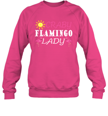 Crazy Pink Flamingo Lady Crewneck Sweatshirt Crewneck Sweatshirt - belovedtshirt