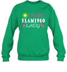 Crazy Pink Flamingo Lady Crewneck Sweatshirt Crewneck Sweatshirt - belovedtshirt