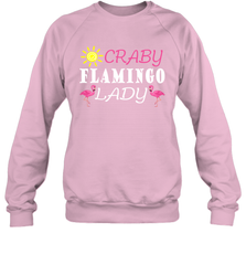 Crazy Pink Flamingo Lady Crewneck Sweatshirt Crewneck Sweatshirt - belovedtshirt