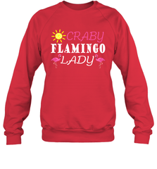 Crazy Pink Flamingo Lady Crewneck Sweatshirt Crewneck Sweatshirt - belovedtshirt
