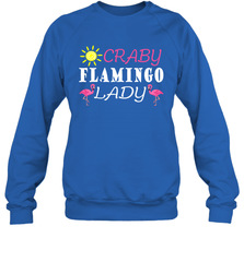 Crazy Pink Flamingo Lady Crewneck Sweatshirt Crewneck Sweatshirt - belovedtshirt