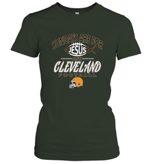 Sundays Are For Jesus and Cleveland Funny Christian Football Women's T-Shirt Women's T-Shirt - belovedtshirt