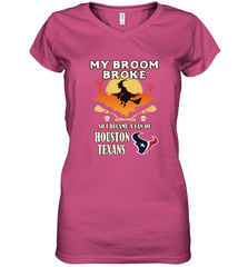 Broom Broke So I Became A Fan of Houston Texans  NFL Halloween Costume Women's V-Neck T-Shirt Women's V-Neck T-Shirt - belovedtshirt