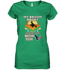 Broom Broke So I Became A Fan of Houston Texans  NFL Halloween Costume Women's V-Neck T-Shirt Women's V-Neck T-Shirt - belovedtshirt