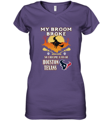 Broom Broke So I Became A Fan of Houston Texans  NFL Halloween Costume Women's V-Neck T-Shirt Women's V-Neck T-Shirt - belovedtshirt