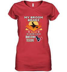 Broom Broke So I Became A Fan of Houston Texans  NFL Halloween Costume Women's V-Neck T-Shirt Women's V-Neck T-Shirt - belovedtshirt
