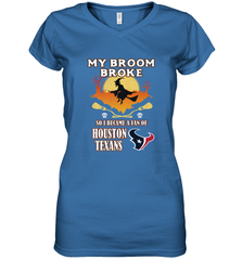 Broom Broke So I Became A Fan of Houston Texans  NFL Halloween Costume Women's V-Neck T-Shirt Women's V-Neck T-Shirt - belovedtshirt