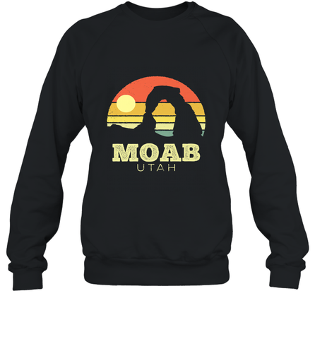 Moab Utah Vintage Sunset Arches Adventure Outdoors Crewneck Sweatshirt Crewneck Sweatshirt / Black / S Crewneck Sweatshirt - belovedtshirt