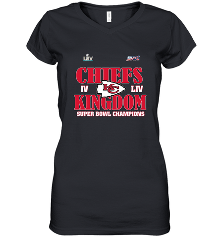 NFL Kansas City Chiefs Logo super bowl champions IV LIV Women's V-Neck T-Shirt Women's V-Neck T-Shirt / Black / S Women's V-Neck T-Shirt - belovedtshirt