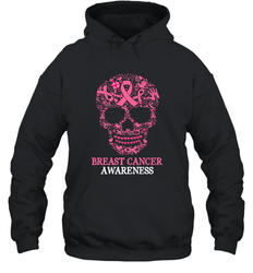 Tattoo Skull Halloween Breast Cancer Awareness Hooded Sweatshirt
