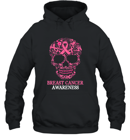 Tattoo Skull Halloween Breast Cancer Awareness Hooded Sweatshirt Hooded Sweatshirt / Black / S Hooded Sweatshirt - belovedtshirt