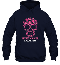 Tattoo Skull Halloween Breast Cancer Awareness Hooded Sweatshirt