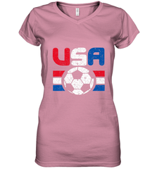 Distressed Red, White and Blue Soccer Flag Shirts of the USA Women's V-Neck T-Shirt Women's V-Neck T-Shirt - belovedtshirt