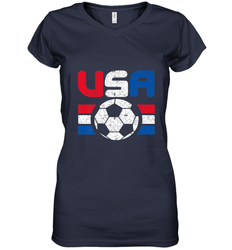 Distressed Red, White and Blue Soccer Flag Shirts of the USA Women's V-Neck T-Shirt