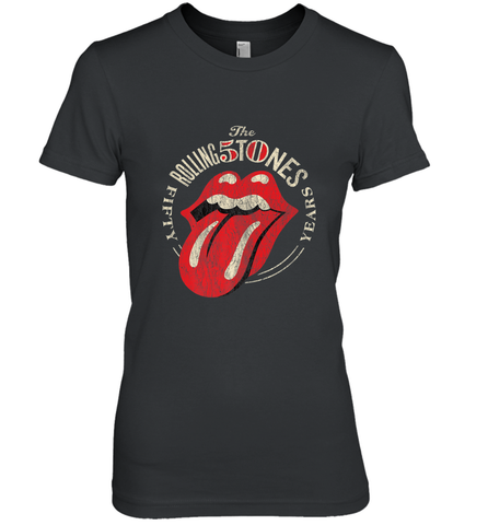 Mens The Rolling Stones 50th Anniversary Logo Women's Premium T-Shirt Women's Premium T-Shirt / Black / XS Women's Premium T-Shirt - belovedtshirt