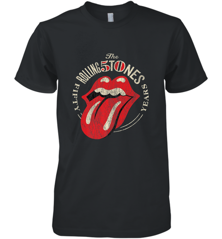 Mens The Rolling Stones 50th Anniversary Logo Men's Premium T-Shirt Men's Premium T-Shirt / Black / XS Men's Premium T-Shirt - belovedtshirt