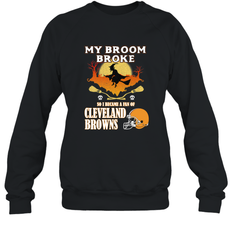 Broom Broke So I Became A Fan of Cleveland Browns  Halloween Costume Crewneck Sweatshirt
