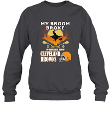 Broom Broke So I Became A Fan of Cleveland Browns  Halloween Costume Crewneck Sweatshirt Crewneck Sweatshirt - belovedtshirt