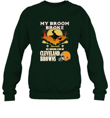 Broom Broke So I Became A Fan of Cleveland Browns  Halloween Costume Crewneck Sweatshirt Crewneck Sweatshirt - belovedtshirt