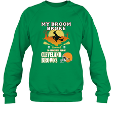 Broom Broke So I Became A Fan of Cleveland Browns  Halloween Costume Crewneck Sweatshirt Crewneck Sweatshirt - belovedtshirt