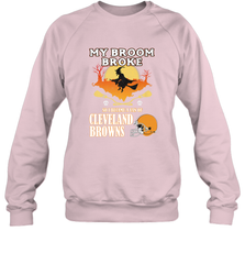 Broom Broke So I Became A Fan of Cleveland Browns  Halloween Costume Crewneck Sweatshirt Crewneck Sweatshirt - belovedtshirt
