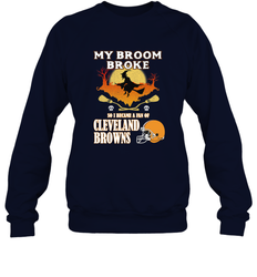 Broom Broke So I Became A Fan of Cleveland Browns  Halloween Costume Crewneck Sweatshirt