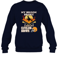 Broom Broke So I Became A Fan of Cleveland Browns  Halloween Costume Crewneck Sweatshirt Crewneck Sweatshirt - belovedtshirt